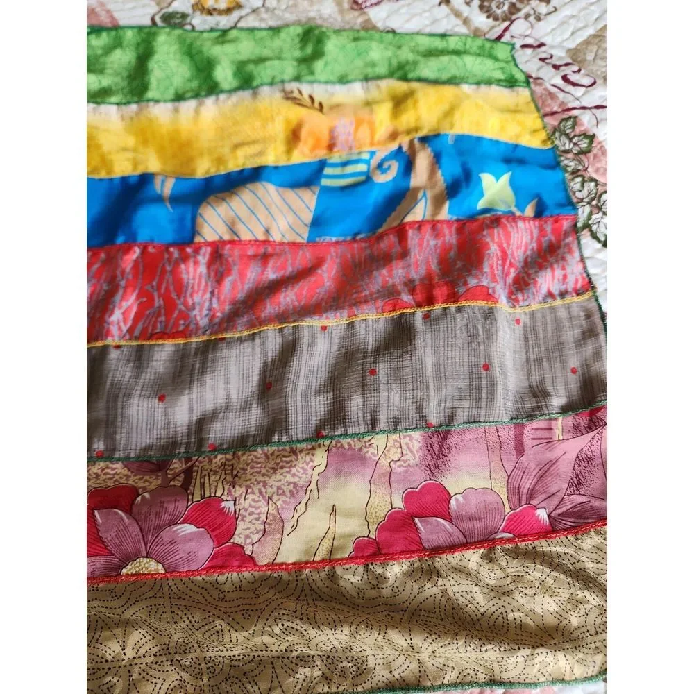 Darn Good Yarn‎ Silk Medley Scarf Reclaimed Sari Silk Floral 20×70 Inches
